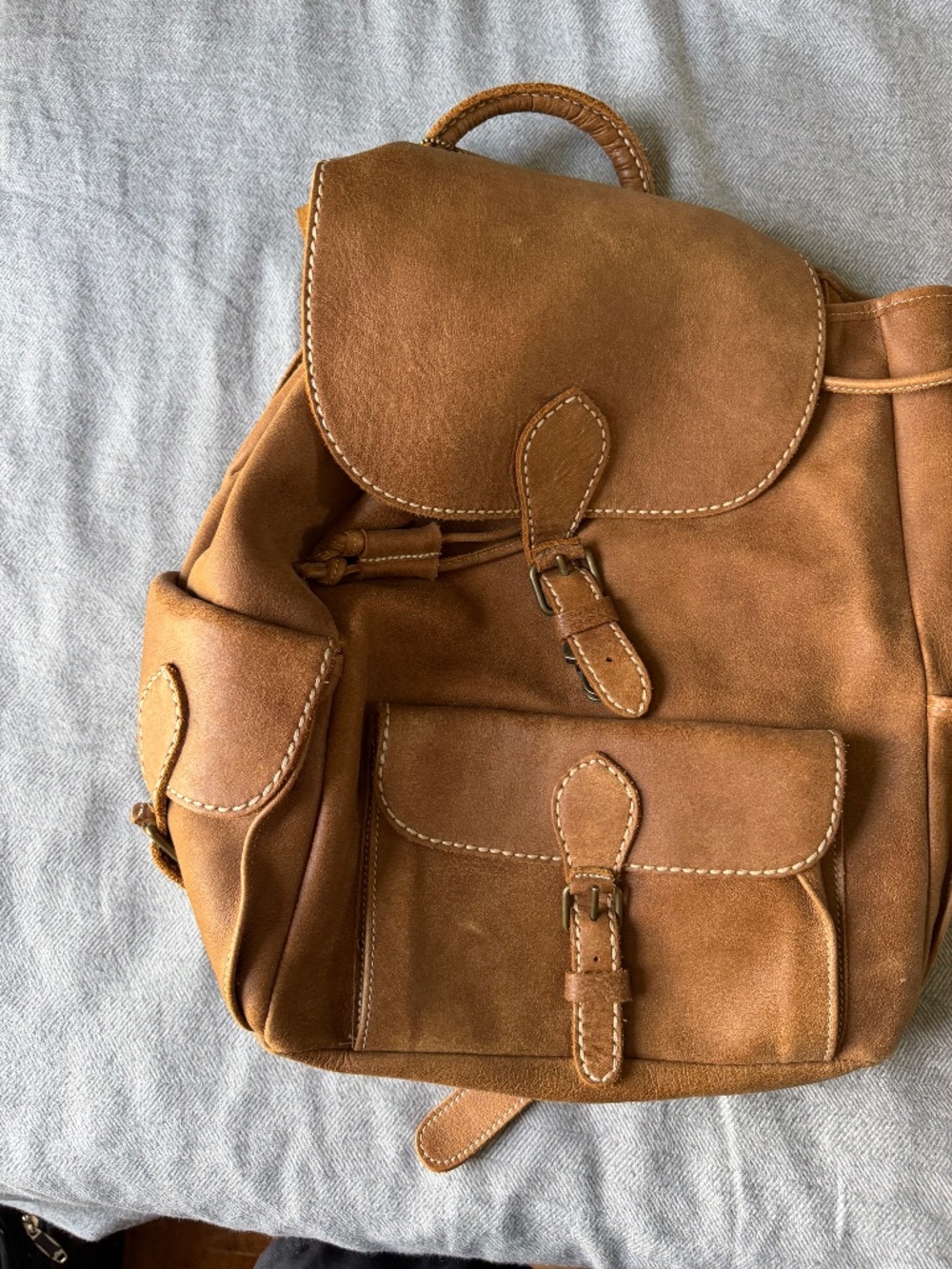 Roots Tribe Leather Hiker Backpack - Natural Brown - Made in Canada🇨🇦